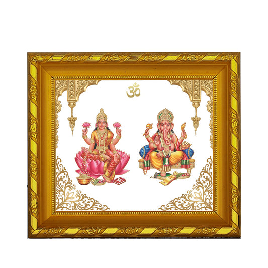 Diviniti 24K Gold Plated Laxmi Ganesha Photo Frame for Home Decor, Table (15 CM x 13 CM)