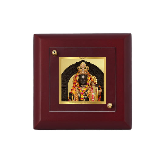 Diviniti 24K Gold Plated Ram Lalla Photo Frame For Home Decor Showpiece, Table Decor, Puja Room & Gift (10 CM X 10 CM)