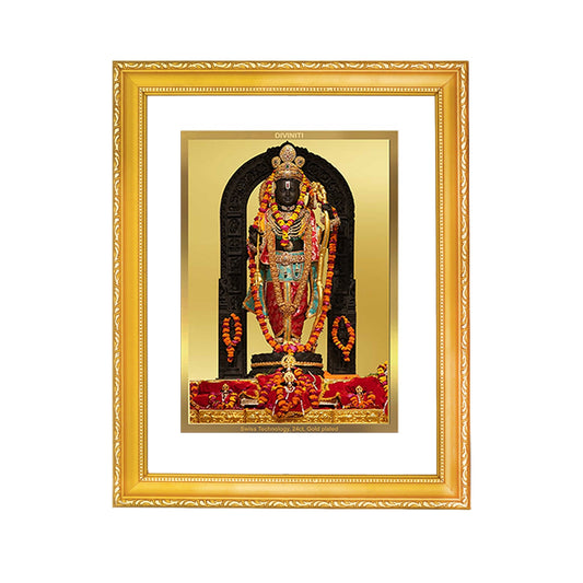 Diviniti 24K Gold Plated Ram Lalla Photo Frame For Home Decor, Table Decor, Wall Hanging, Puja Room & Gift (20.8 CM X 16.7 CM)