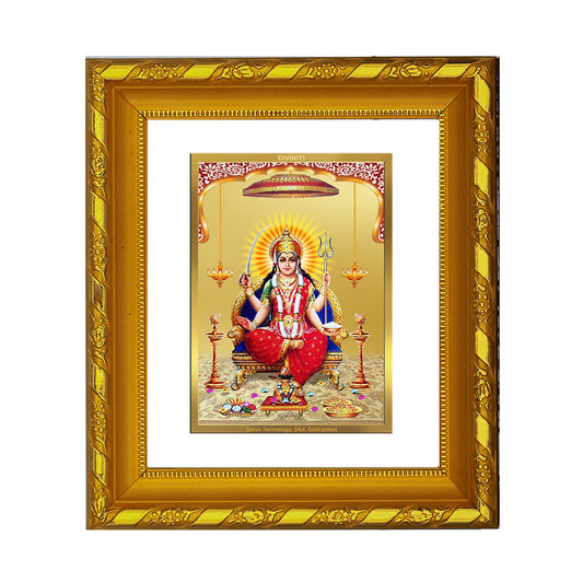 DIVINITI 24K Gold Plated Santoshi Mata Photo Frame For Home Decor, TableTop, Housewarming (15.0 X 13.0 CM)