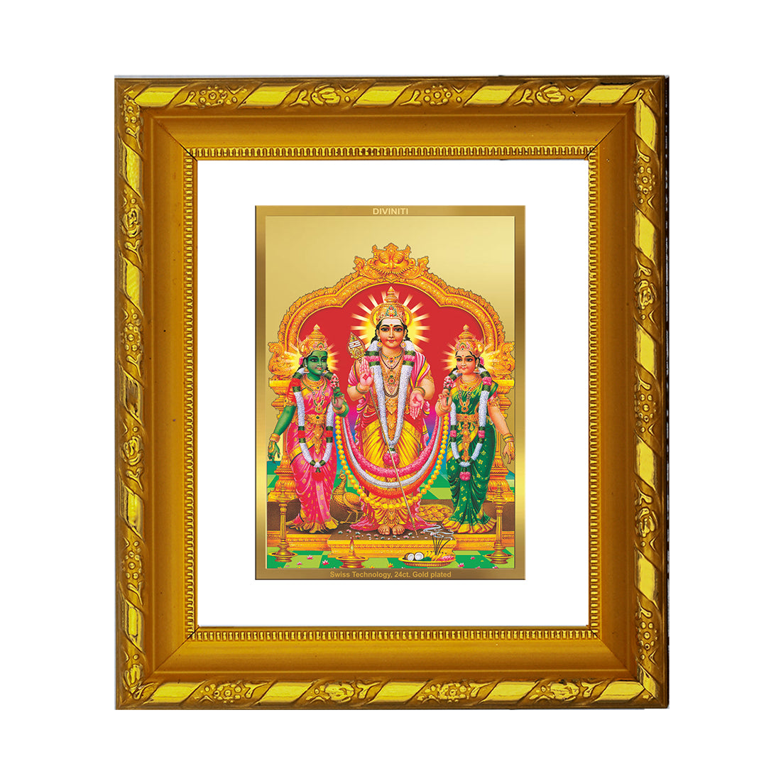 DIVINITI 24K Gold Plated Murugan Valli Wall Photo Frame For Home Decor, TableTop (15.0 X 13.0 CM)