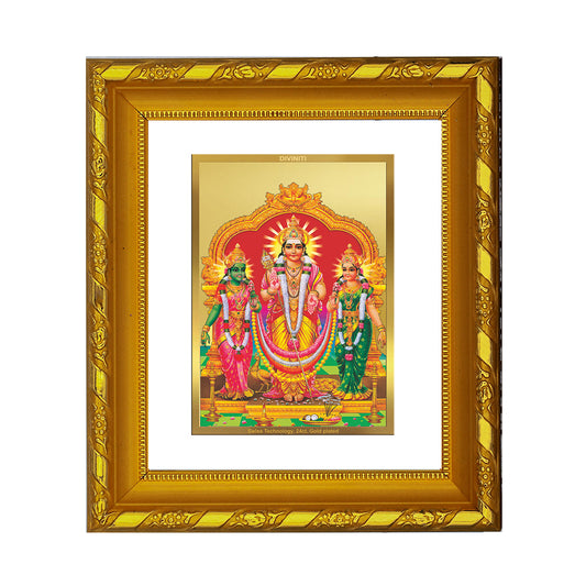 DIVINITI 24K Gold Plated Murugan Valli Wall Photo Frame For Home Decor, TableTop (15.0 X 13.0 CM)