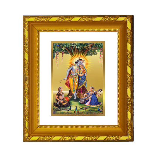 DIVINITI 24K Gold Plated Radha Krishna Photo Frame For Home Wall Decor, Puja Room, Gift (15.0 X 13.0 CM)