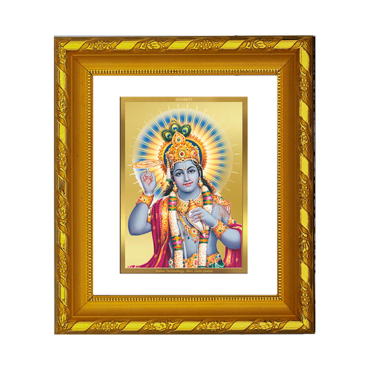 DIVINITI 24K Gold Plated Vishnu Ji Photo Frame For Home Wall Decor, Luxury Gift, Puja (15.0 X 13.0 CM)