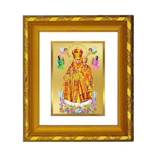 DIVINITI 24K Gold Plated Lady of Health Photo Frame For Home Decor, TableTop, Gift (15.0 X 13.0 CM)