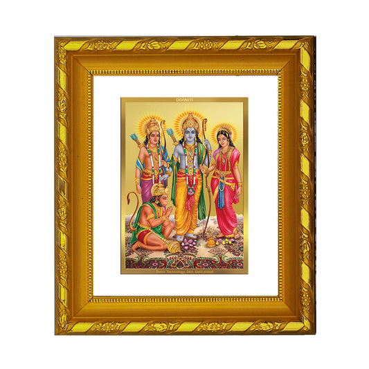 DIVINITI 24K Gold Plated Ram Darbar Photo Frame For Home Wall Decor, Festival Puja (15.0 X 13.0 CM)