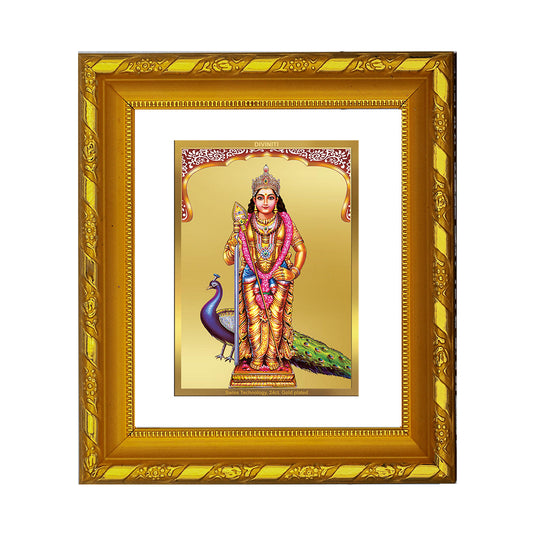 DIVINITI 24K Gold Plated Murugan Photo Frame For Home Decor Showpiece, Prayer, Gift (15.0 X 13.0 CM)