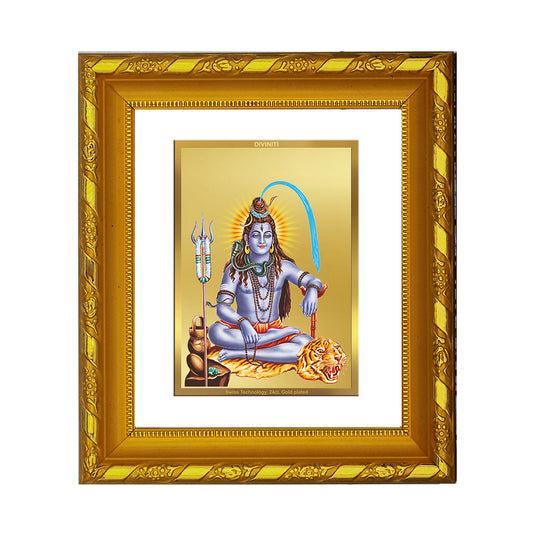 DIVINITI 24K Gold Plated Lord Shiva Wall Photo Frame For Home Decor, Puja, Housewarming (15.0 X 13.0 CM)