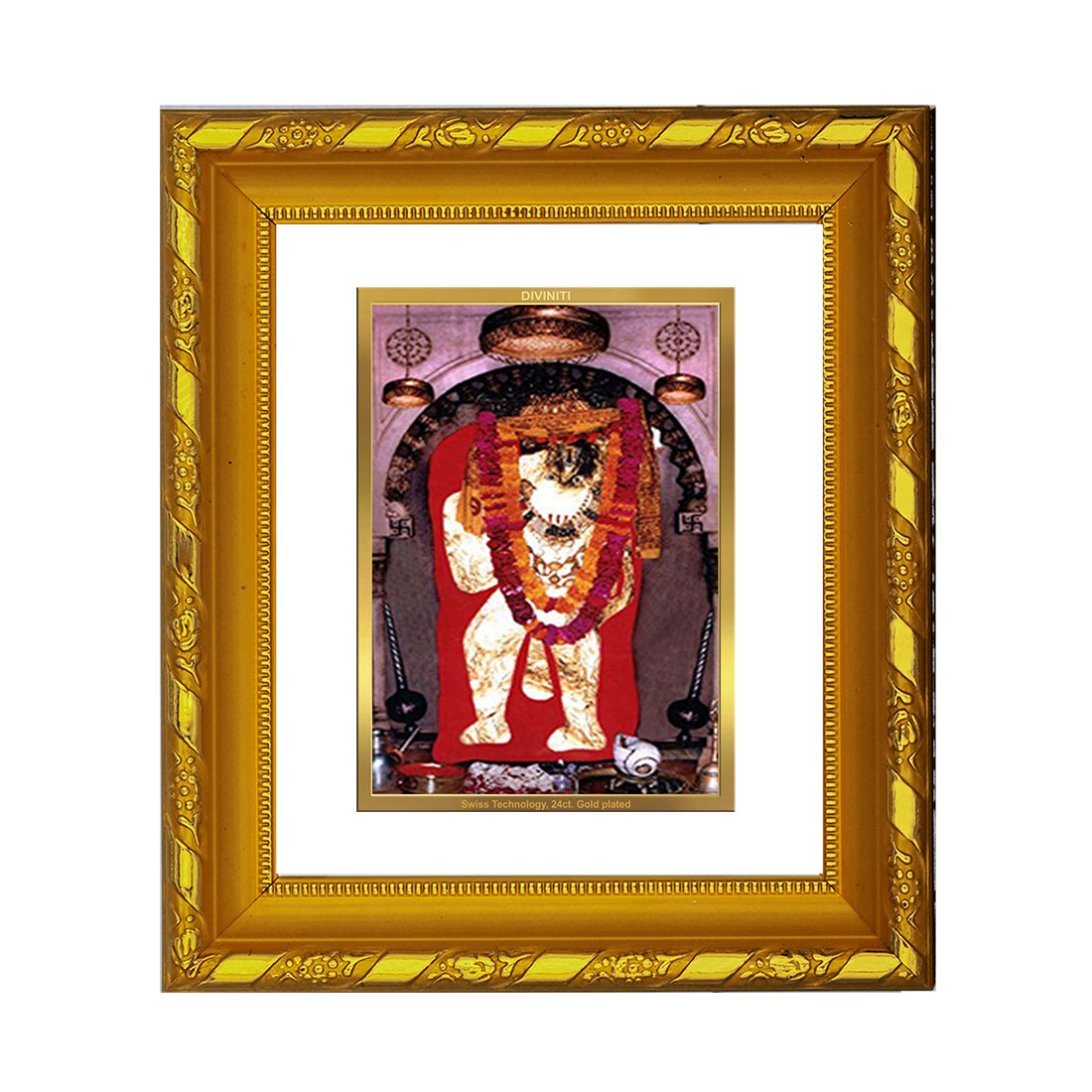 DIVINITI 24K Gold Plated Mahendipur Balaji Photo Frame For Home Decor, TableTop, Puja (15.0 X 13.0 CM)