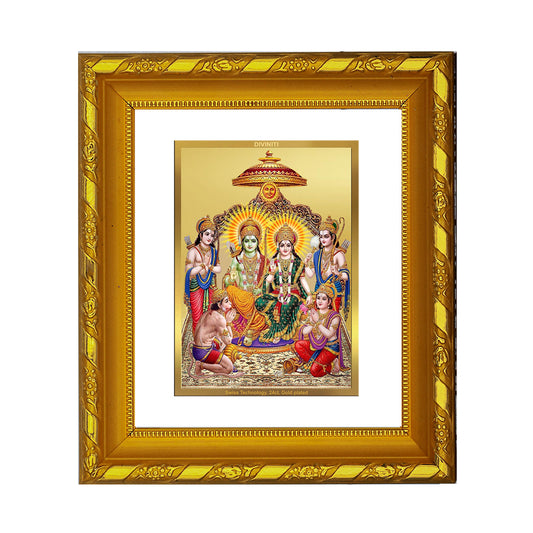 DIVINITI 24K Gold Plated Ram Darbar Photo Frame For Home Decor Showpiece, Diwali Gift (15.0 X 13.0 CM)