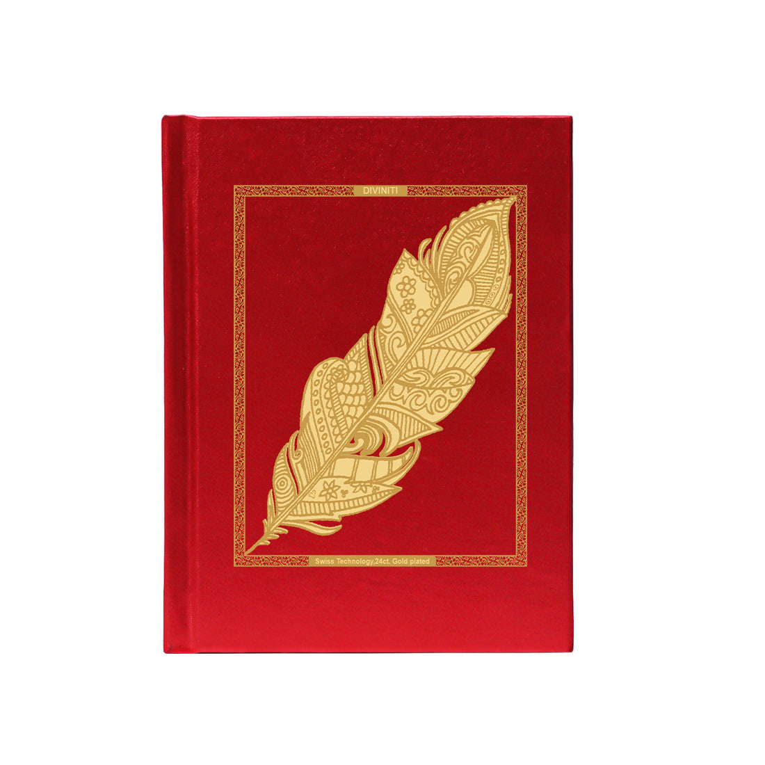 DIVINITI 24K Gold Plated Leaf Notebook | Religious Diary Hardcover 17 x 13.5 cm | Journal Diary for Work, Travel, College |A Journal to Inspire and Empower Your Life| 100 Pages Red Color