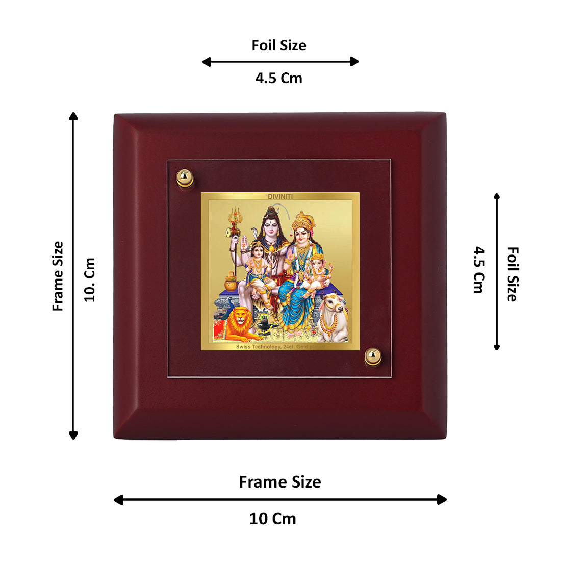 Diviniti 24K Gold Plated Shiv Parivar Photo Frame For Home Decor, Table Tops, Puja, Gift (10 x 10 CM)