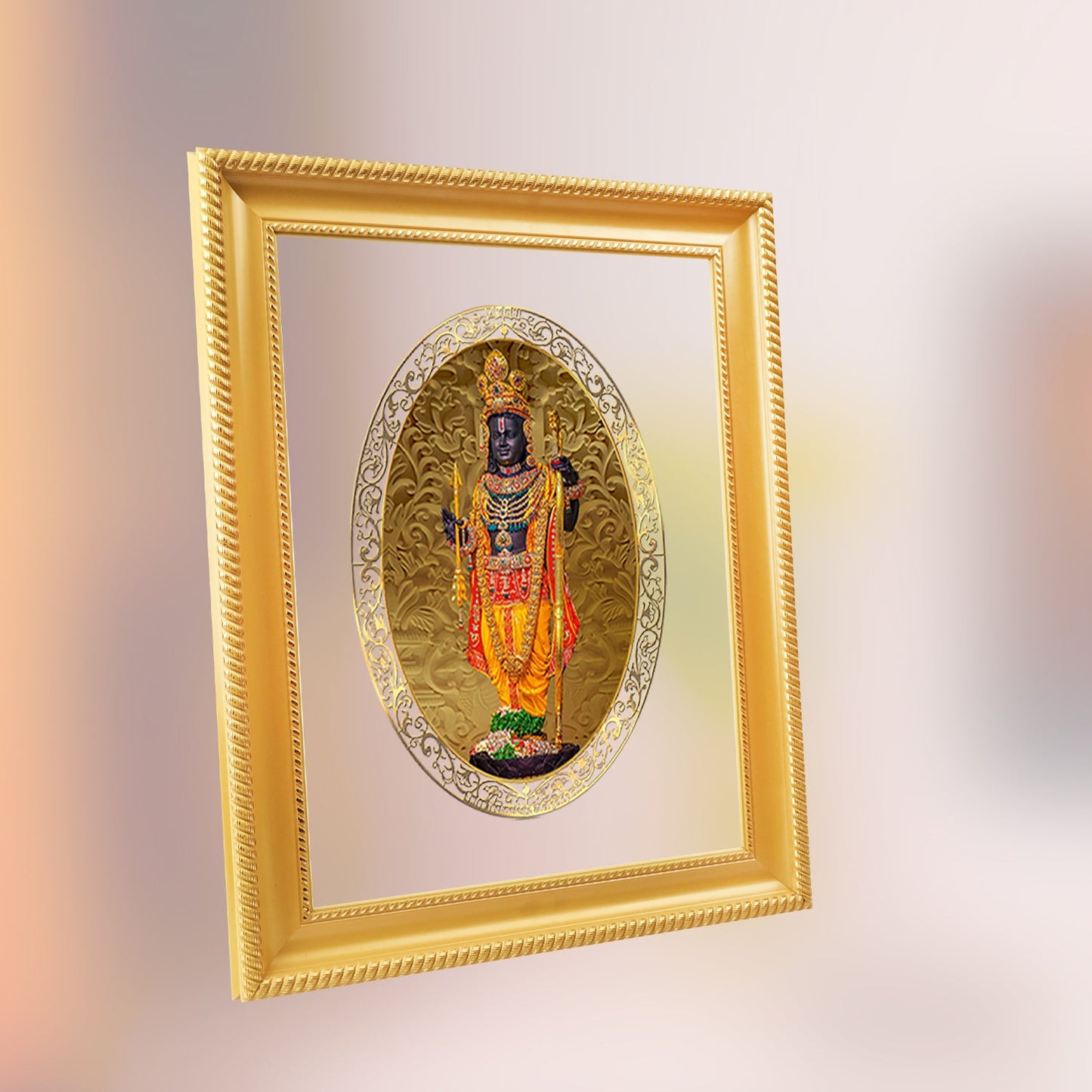 Diviniti 24K Gold Plated Ram Lalla Photo Frame For Home Decor, Wall Hanging, Table Top, Puja Room & Gift (32.5 CM X 25.5 CM)