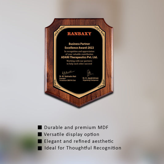 Customized Wooden Memento With Matter Printed on 24K Gold Plated Foil For Corporate Gifting