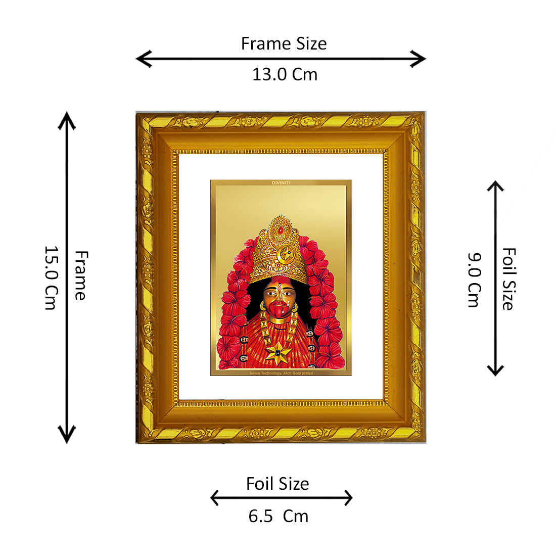 DIVINITI 24K Gold Plated Maa Tara Photo Frame For Home Decor Showpiece, TableTop (15.0 X 13.0 CM)