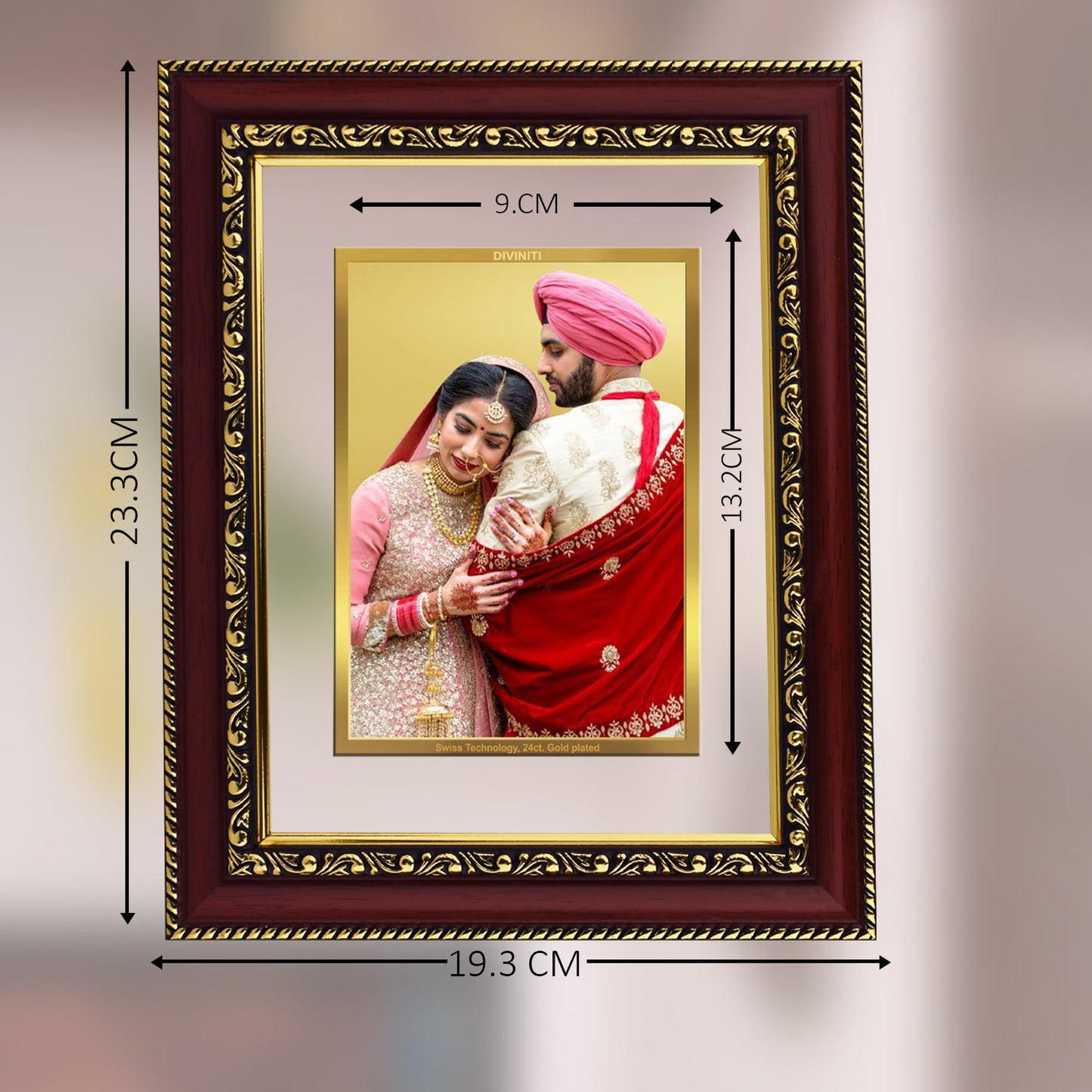 Diviniti Photo Frame With Customized Photo Printed on 24K Gold Plated Foil| Personalized Gift for Birthday, Marriage Anniversary & Celebration With Loved Ones|DG 105 S2