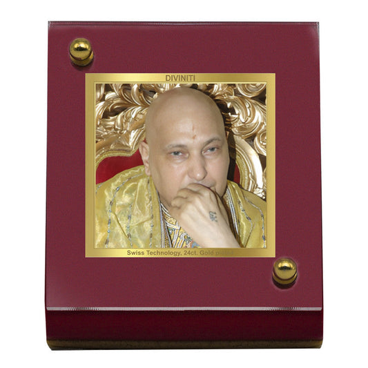 Diviniti 24K Gold Plated Guruji Frame For Car Dashboard, Home Decor, Table Top, Gift (5.5 x 6.5 CM)