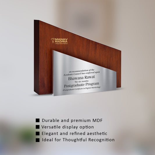 Customized Wooden Memento with Matter Printed on Metal Sheet For Corporate Gifting