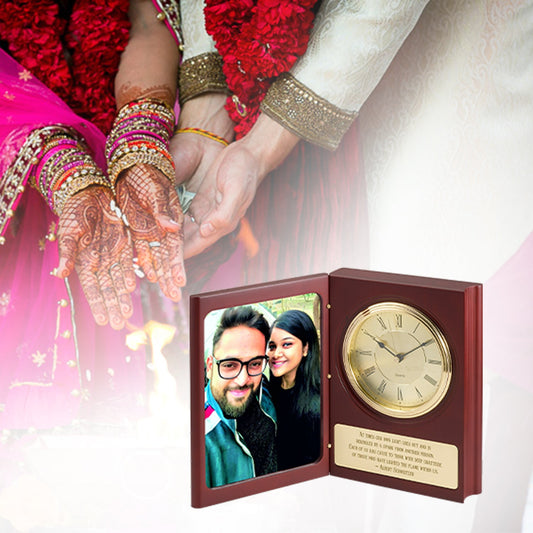 Diviniti Customized MDF Memento with Photo & Watch For Wedding Gift