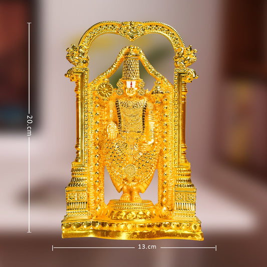 Diviniti 24K Gold Plated Tirupati Balaji Idol for Home Decor Showpiece (20X13CM)