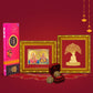 Diviniti Diwali Festival Combo Pack Of 24K Gold Plated Laxmi Ganesha and Boddhi Tree Photo Frame With 24K Gold Plated Laxmi Ganesha Coins & OMG Rose Incense Sticks For Deepawali Pooja