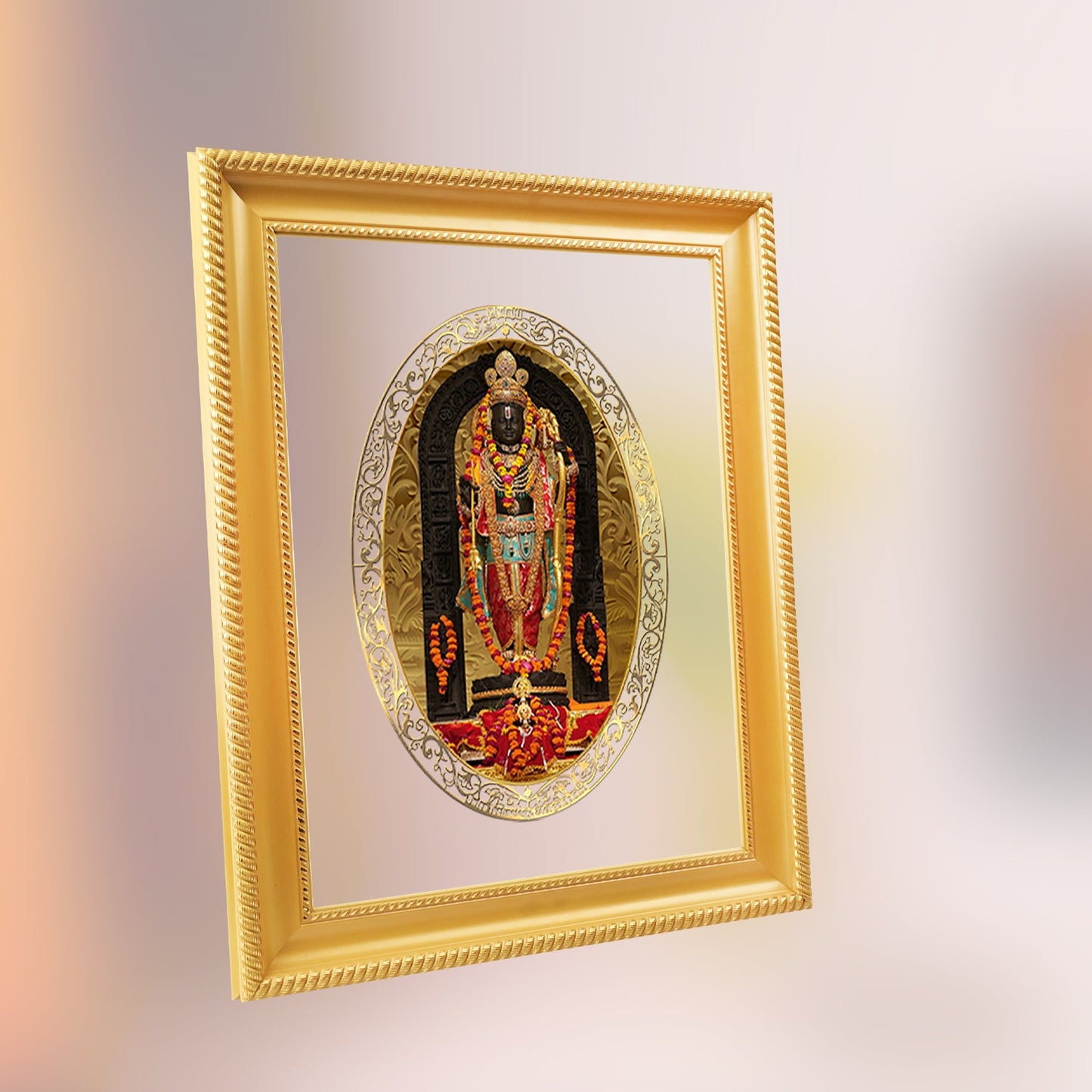 Diviniti 24K Gold Plated Ram Lalla Photo Frame For Home Decor, Wall Hanging, Table Top, Puja Room & Gift (32.5 CM X 25.5 CM)