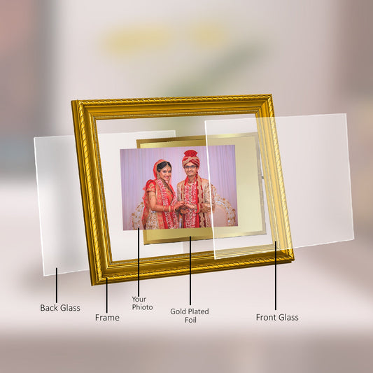 Diviniti Photo Frame With Customized Photo Printed on 24K Gold Plated Foil| Personalized Gift for Birthday, Marriage Anniversary & Celebration With Loved Ones|DG 056 S2.5