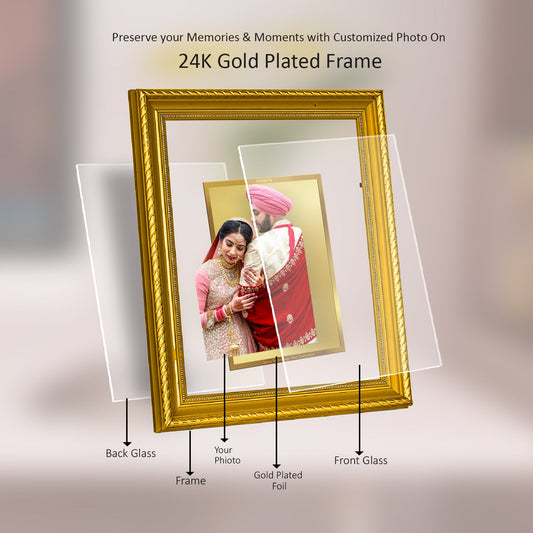 Diviniti Photo Frame With Customized Photo Printed on 24K Gold Plated Foil| Personalized Gift for Birthday, Marriage Anniversary & Celebration With Loved Ones|DG 056 S2.5