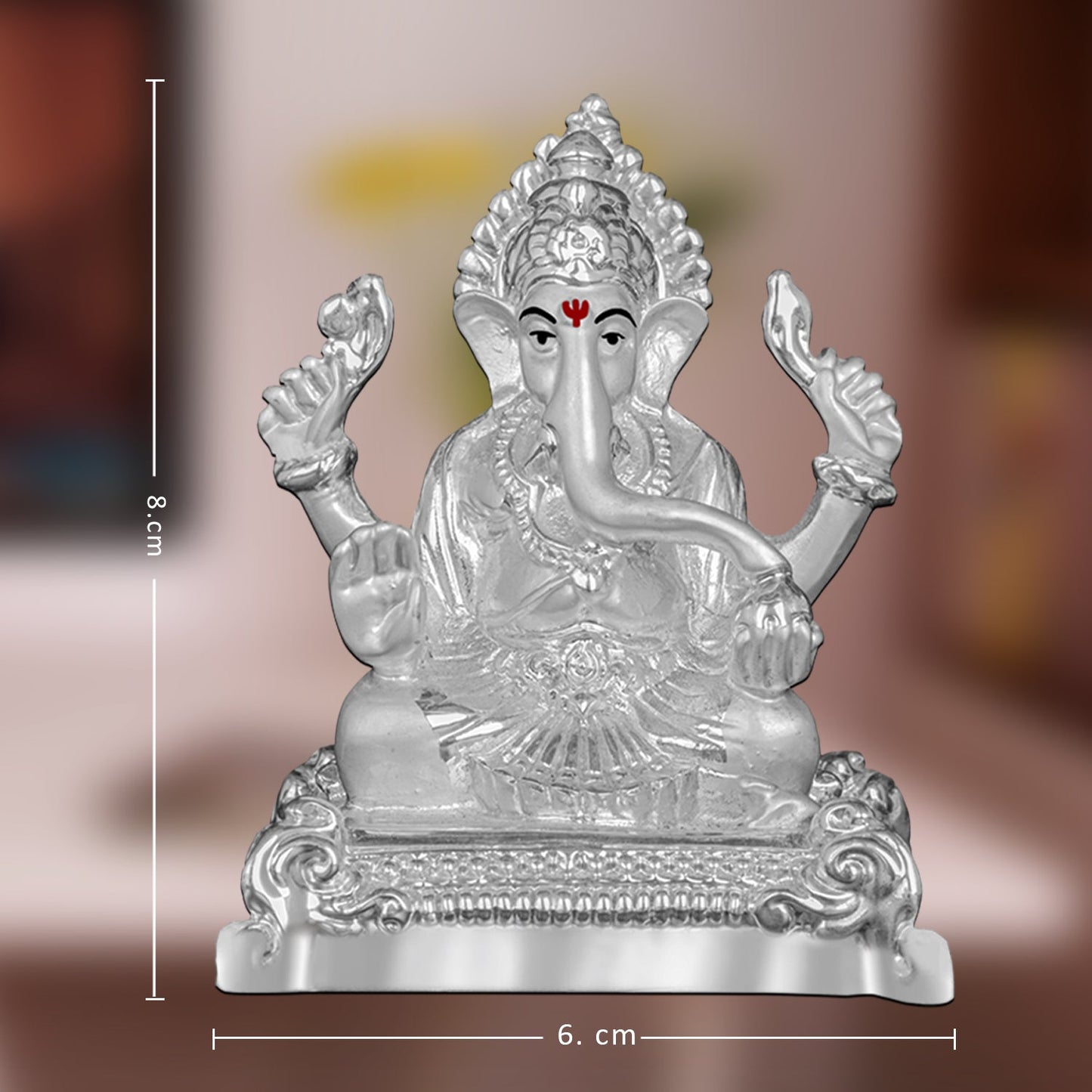 Diviniti 999 Silver Plated Ganesha Idol for Home Decor Showpiece (8X6CM)