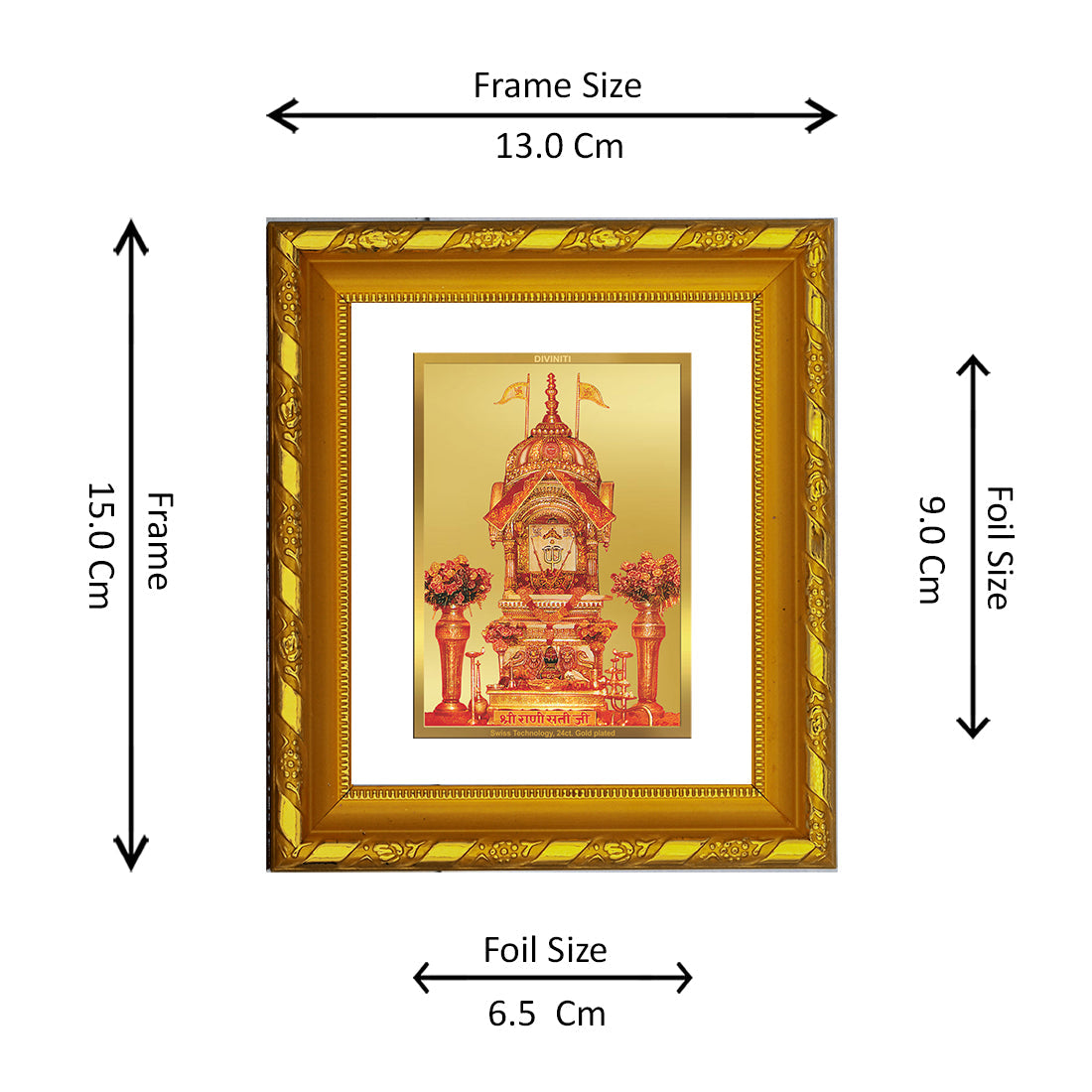 DIVINITI 24K Gold Plated Rani Sati Wall Photo Frame For Home Decor, Living Room, Gift (15.0 X 13.0 CM)