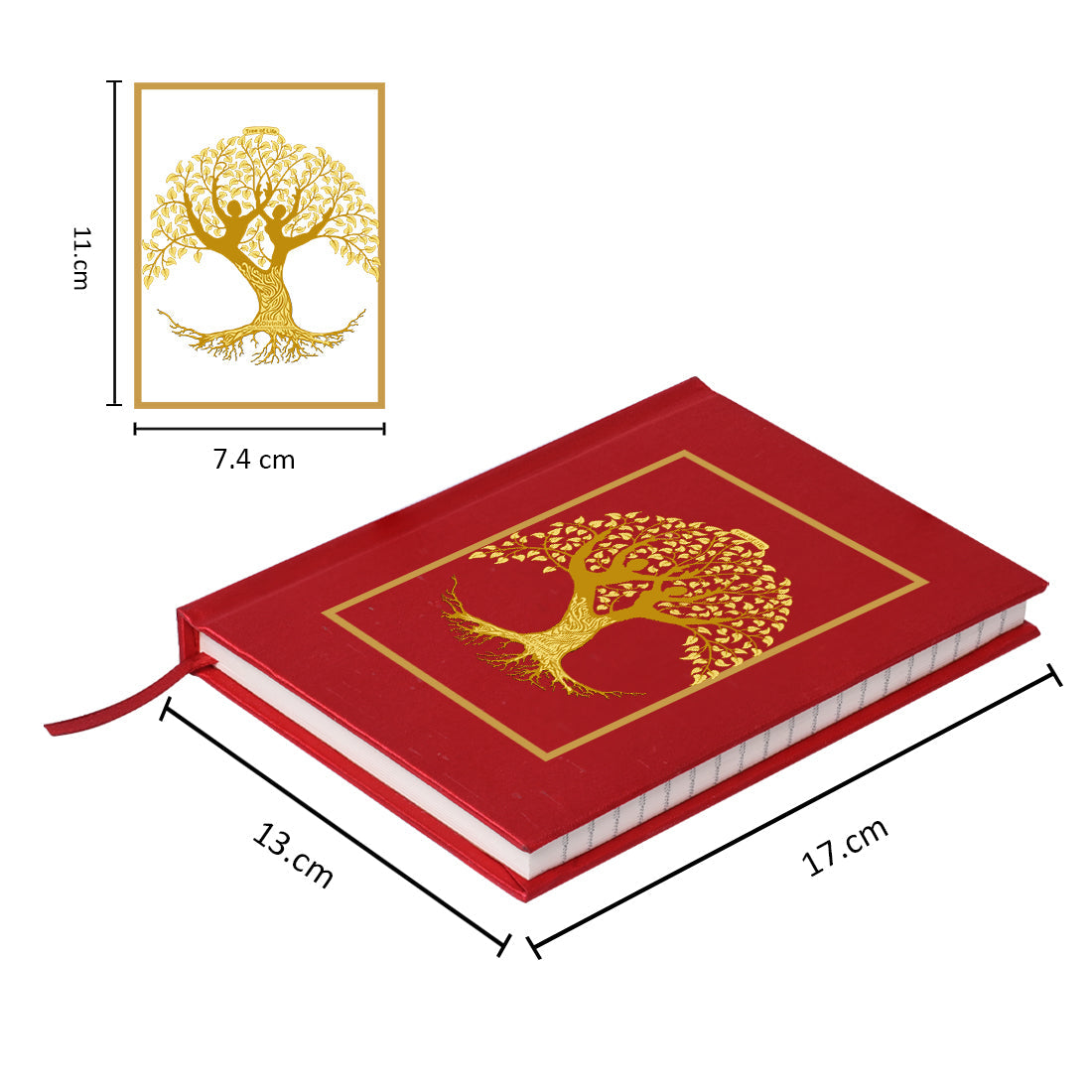 DIVINITI 24K Gold Plated Lady Tree Notebook | Religious Diary Hardcover 17 x 13.5 cm | Journal Diary for Work, Travel, College |A Journal to Inspire and Empower Your Life| 100 Pages Red Color