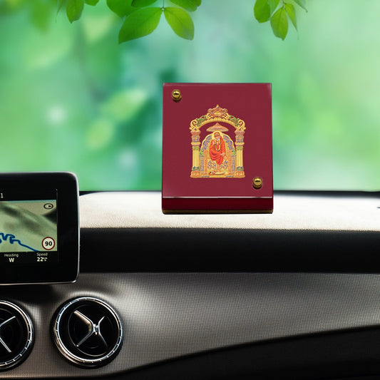 Diviniti 24K Gold Plated Sai Baba Frame For Car Dashboard, Home Decor Showpiece, Prayer, Gift (5.5 x 6.5 CM)