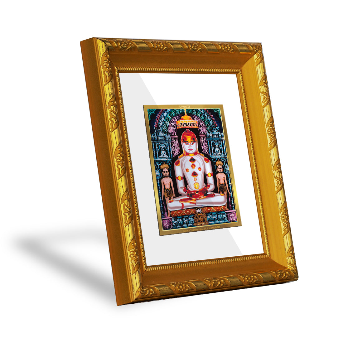 DIVINITI 24K Gold Plated Adinath Photo Frame For Home Decor Showpiece, Festival Gift (15.0 X 13.0 CM)