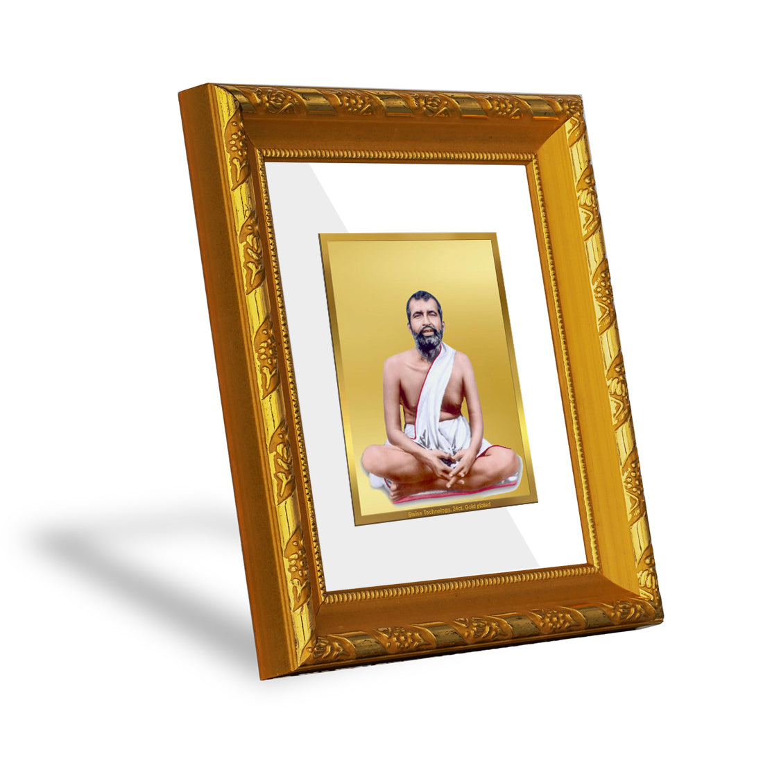 DIVINITI 24K Gold Plated Ram Krishna Spiritual Photo Frame For Home Wall Decor, TableTop (15.0 X 13.0 CM)