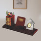 MDF Pen Holder with 24K Gold Plated Feather & Round Watch For Corporate Gifting