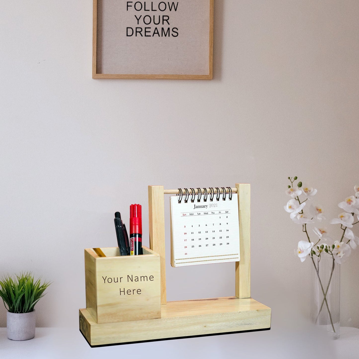 Diviniti Hanging Table Top Calendar With Customized Pen Holder For University