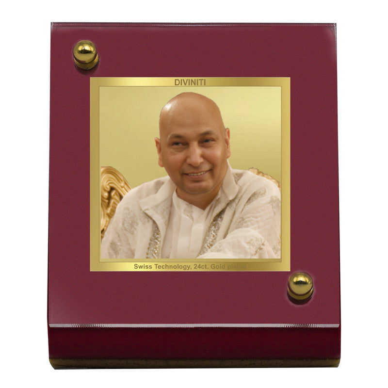 Diviniti 24K Gold Plated Guruji Frame For Car Dashboard, Home Decor, Table, Gift (5.5 x 6.5 CM)