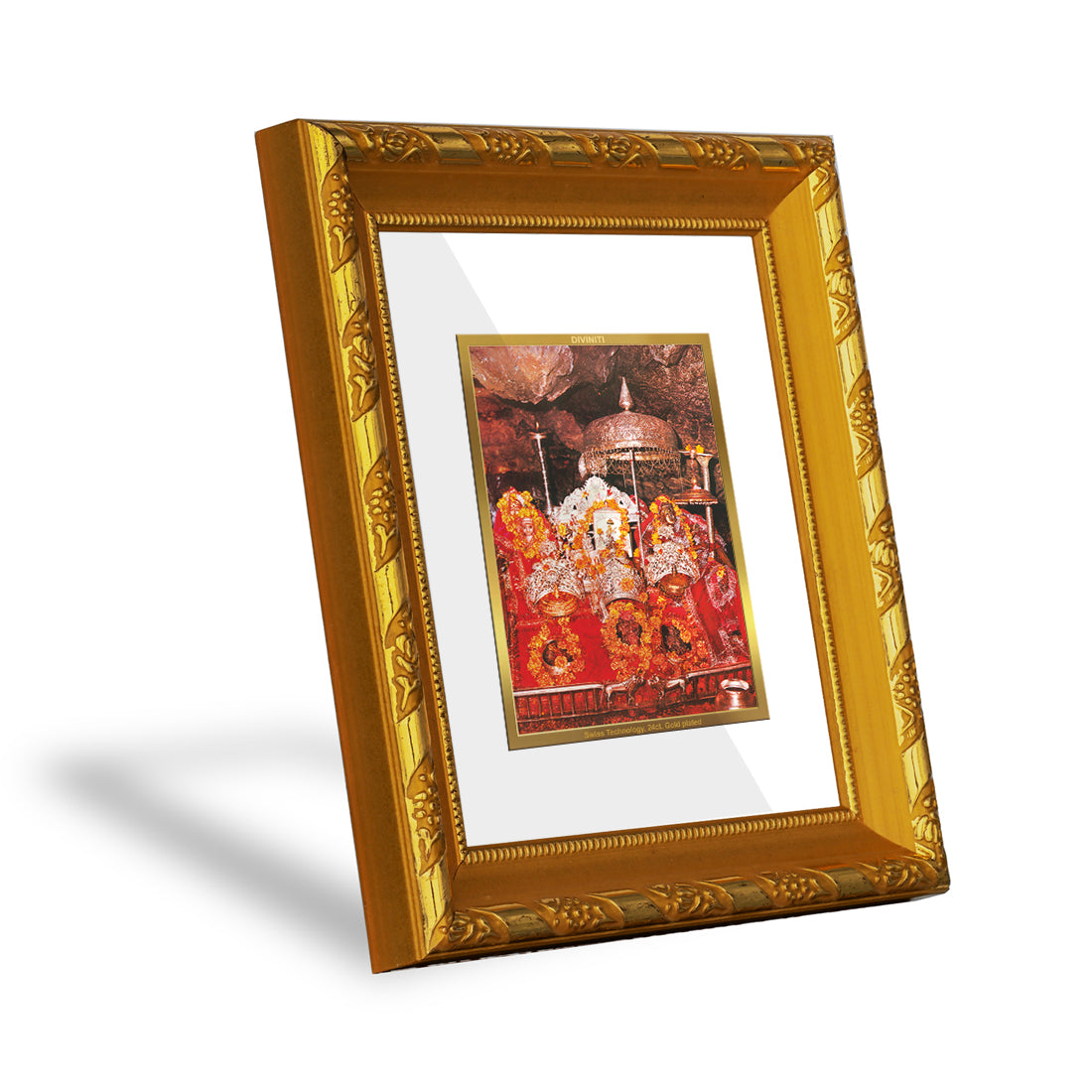 DIVINITI 24K Gold Plated Mata Ka Darbar Photo Frame For Home Wall Decor, Puja Room (15.0 X 13.0 CM)