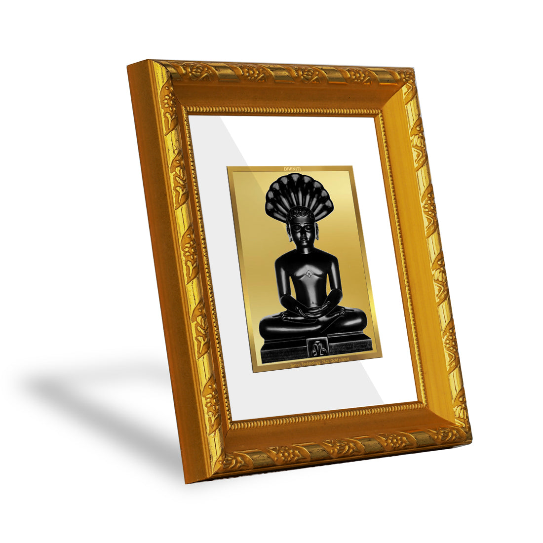 DIVINITI 24K Gold Plated Parshvanatha Religious Photo Frame For Home Wall Decor, Prayer (15.0 X 13.0 CM)