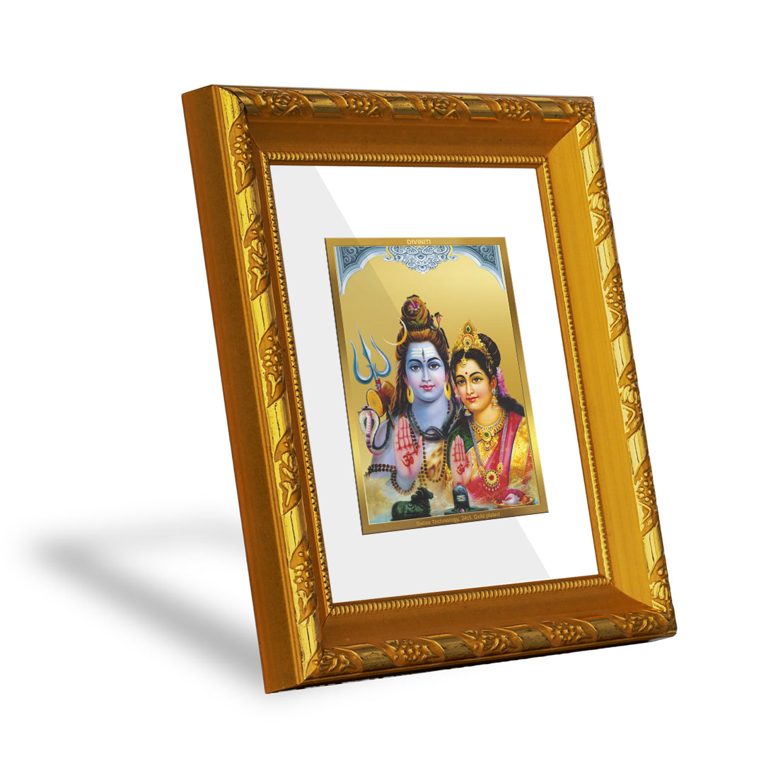 DIVINITI 24K Gold Plated Shiva Parvati Photo Frame For Home Wall Decor, Worship, Gift (15.0 X 13.0 CM)