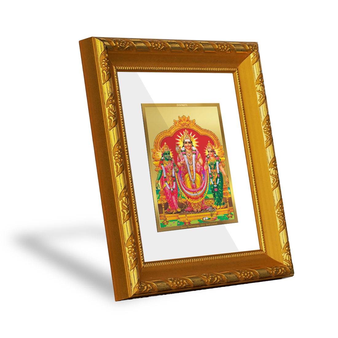 DIVINITI 24K Gold Plated Murugan Valli Wall Photo Frame For Home Decor, TableTop (15.0 X 13.0 CM)