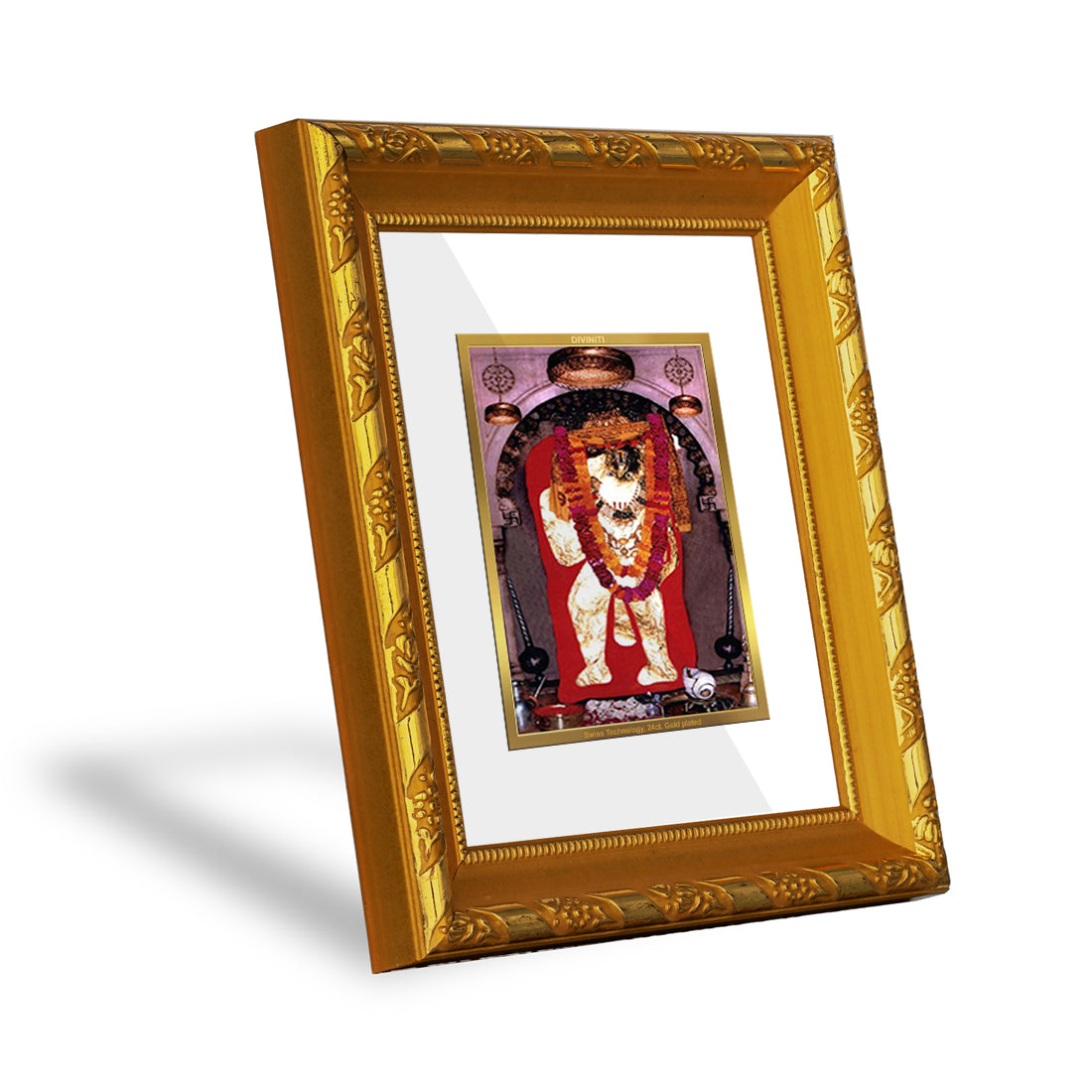 DIVINITI 24K Gold Plated Mahendipur Balaji Photo Frame For Home Decor, TableTop, Puja (15.0 X 13.0 CM)