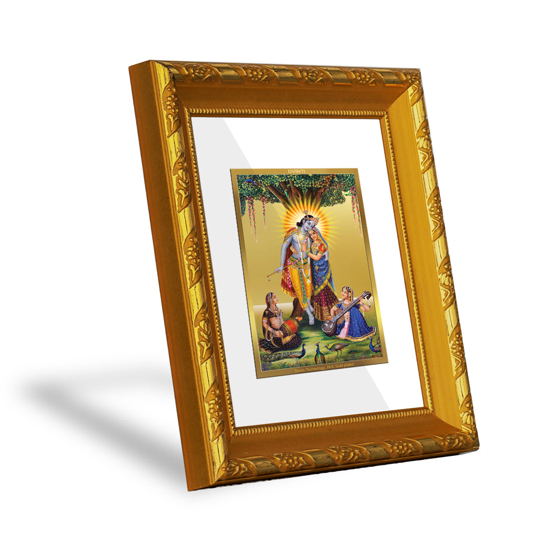 DIVINITI 24K Gold Plated Radha Krishna Photo Frame For Home Wall Decor, Puja Room, Gift (15.0 X 13.0 CM)