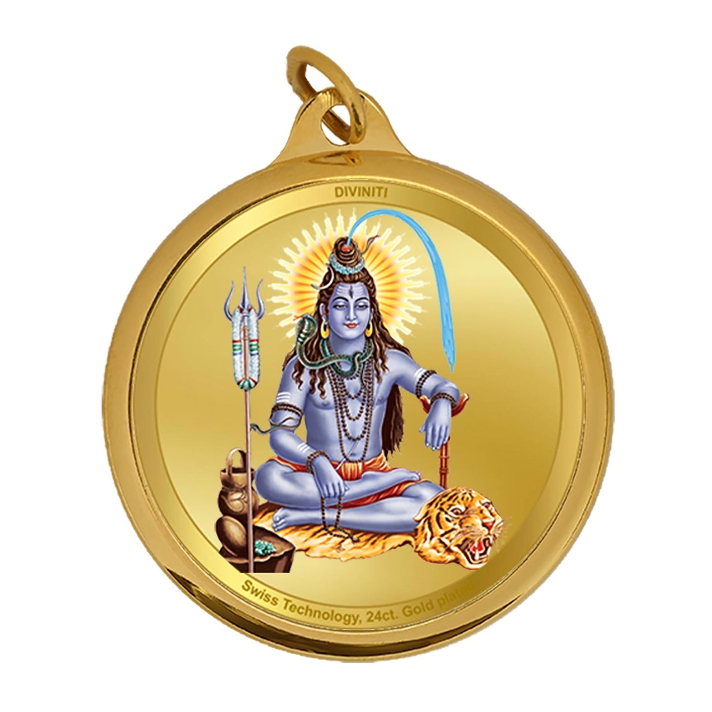 Diviniti 24K Double sided Gold Plated Pendant  SHIVA & OM|18 MM Flip Coin (1 PCS)