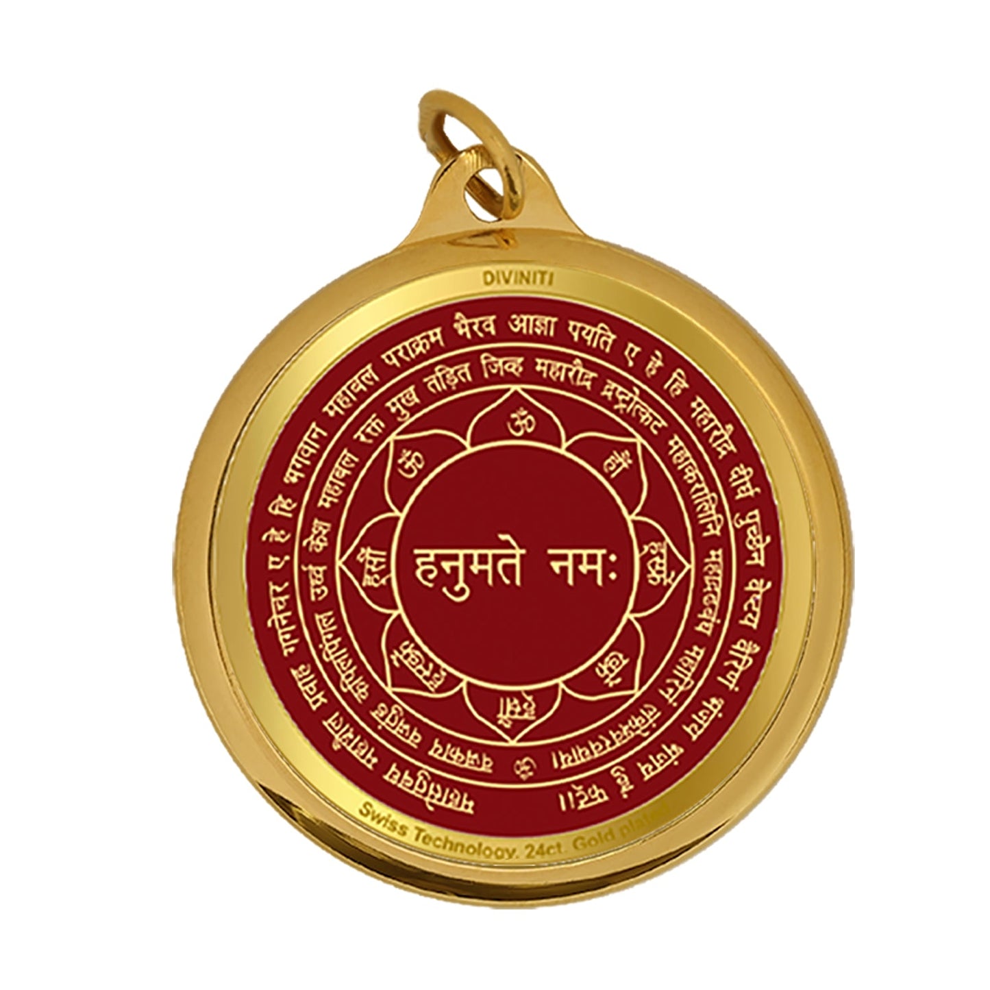 Diviniti 24K Double sided Gold Plated Pendant  Hanuman & Yantra|18 MM Flip Coin (1 PCS)