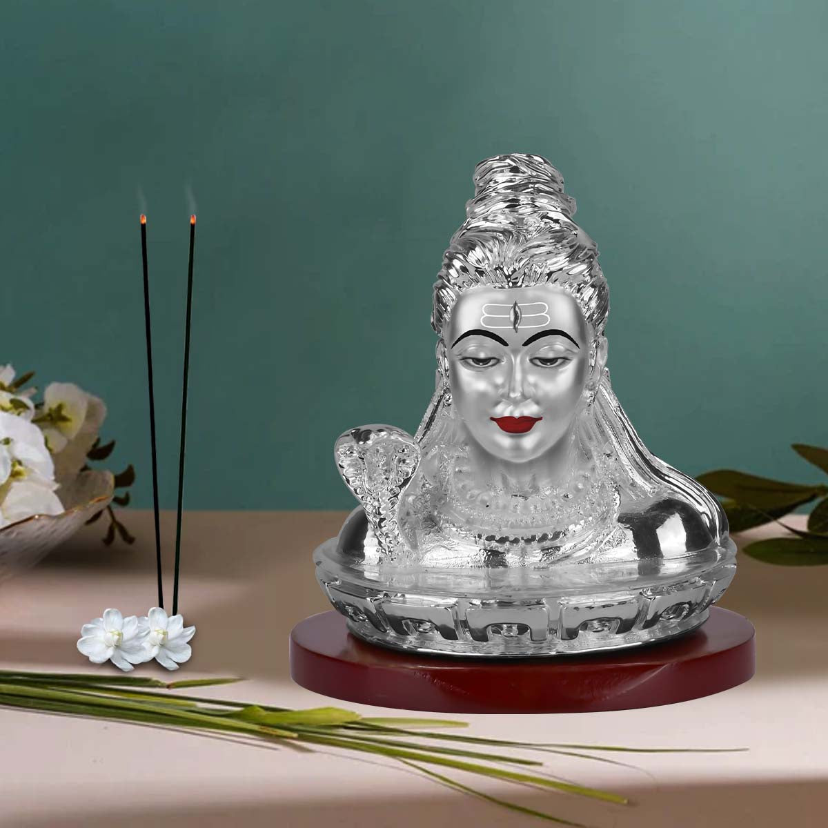 Diviniti 999 Silver Plated Shiva Idol for Home Decor Showpiece (7.5 X 5.5 CM)