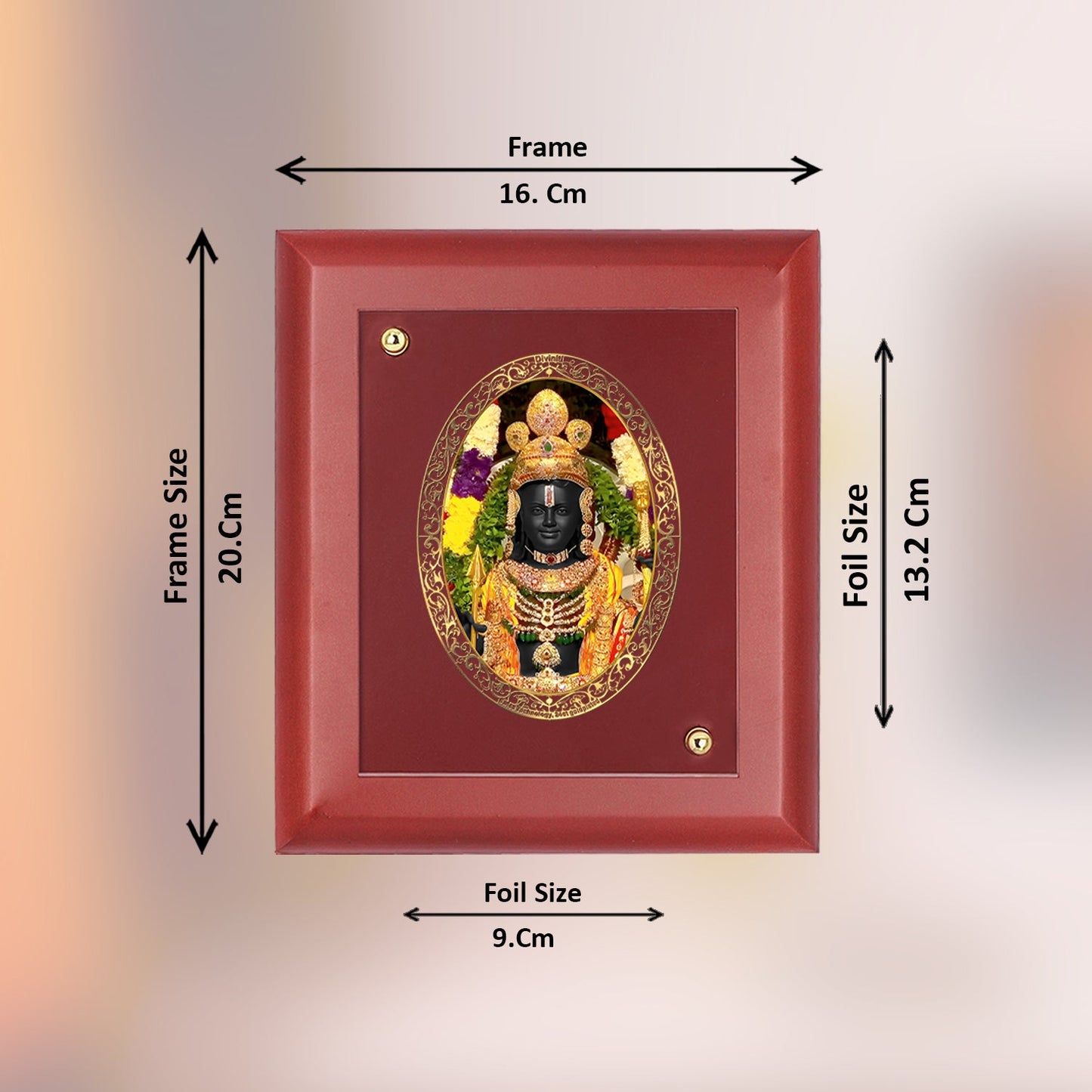 Diviniti 24K Gold Plated Ram Lalla Photo Frame For Home Decor, Wall Hanging Decor, Table, Puja Room & Gift (16 CM X 20 CM)