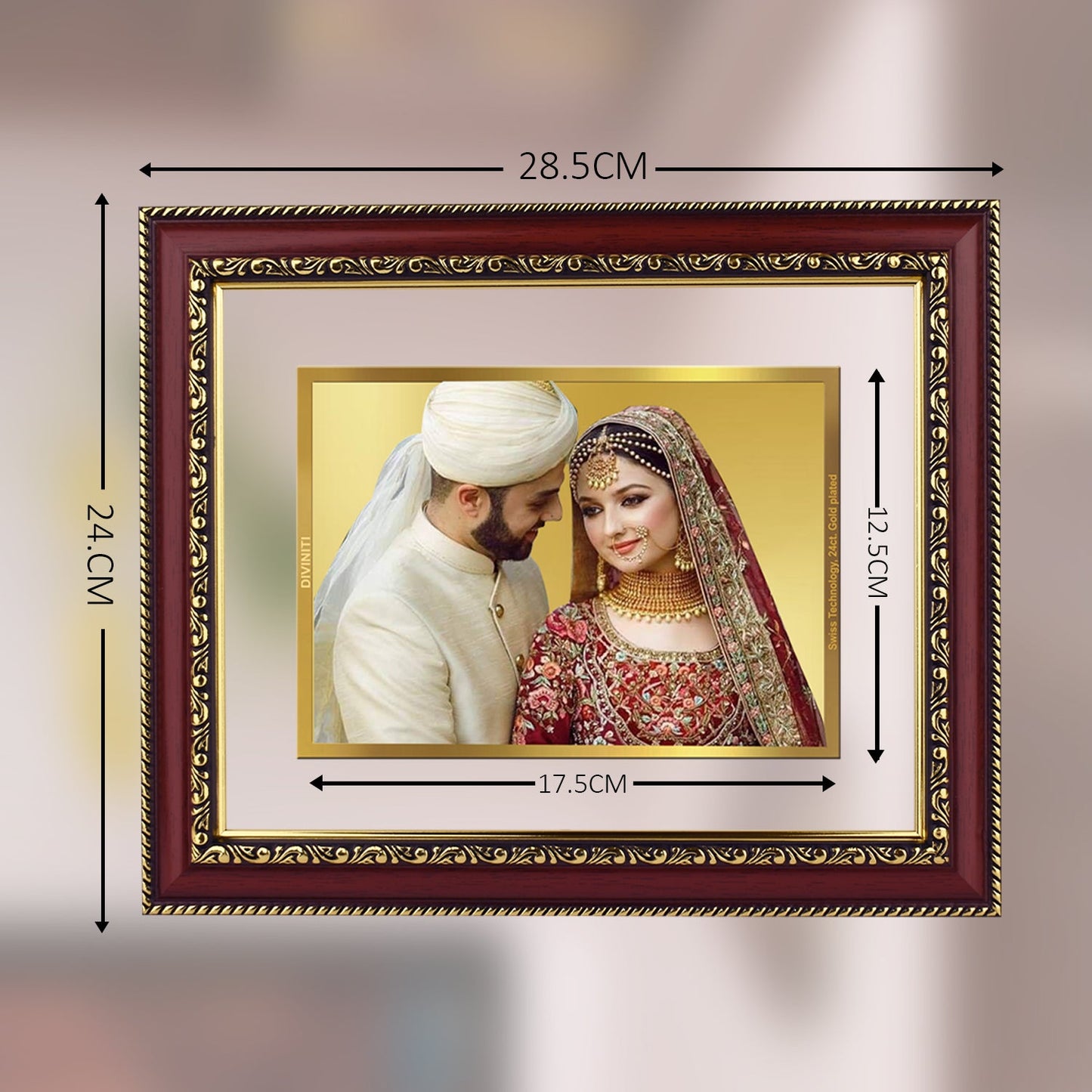 Diviniti Photo Frame With Customized Photo Printed on 24K Gold Plated Foil| Personalized Gift for Birthday, Marriage Anniversary & Celebration With Loved Ones|DG 105 S2.5