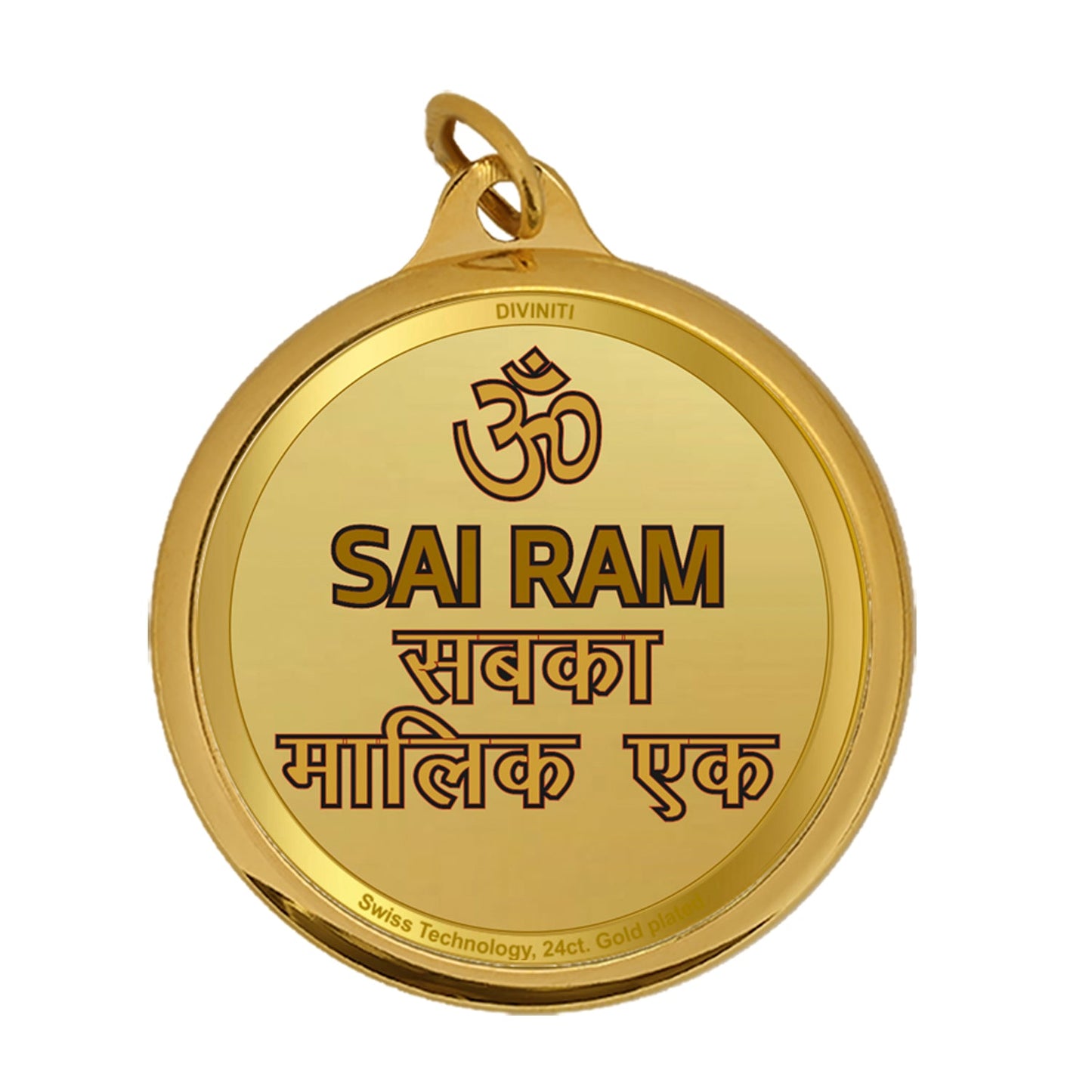 Diviniti 24K Double sided Gold Plated Pendant  SAI BABA & OM|18 MM Flip Coin (1 PCS)