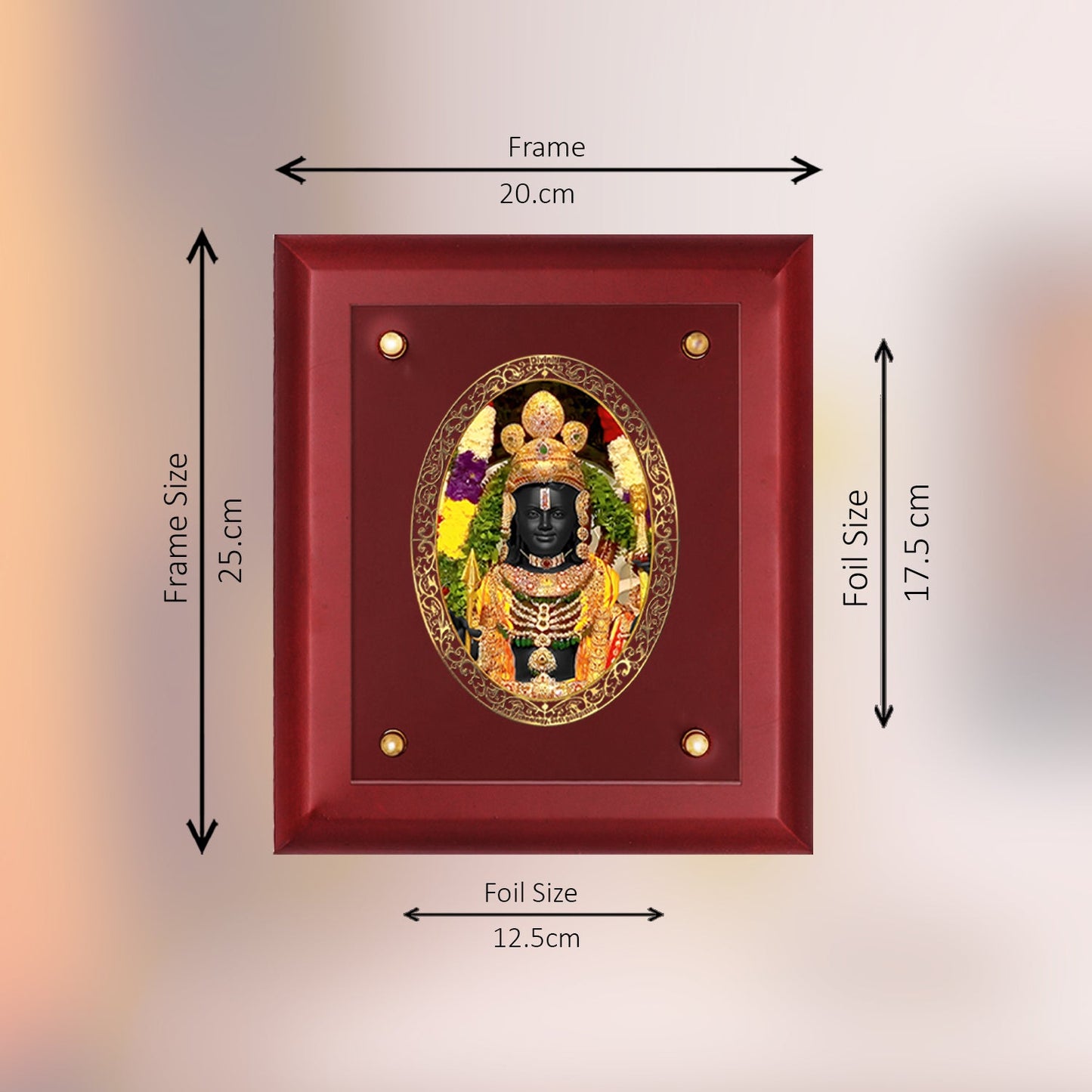 Diviniti 24K Gold Plated Ram Lalla Photo Frame For Home Decor, Wall Decor, Table, Puja Room & Gift (20 CM X 25 CM)